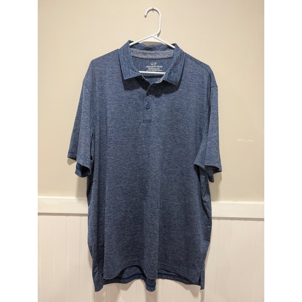 Vineyard Vines Performance Polo Heather Blue Golf Outdoor Men Size XL